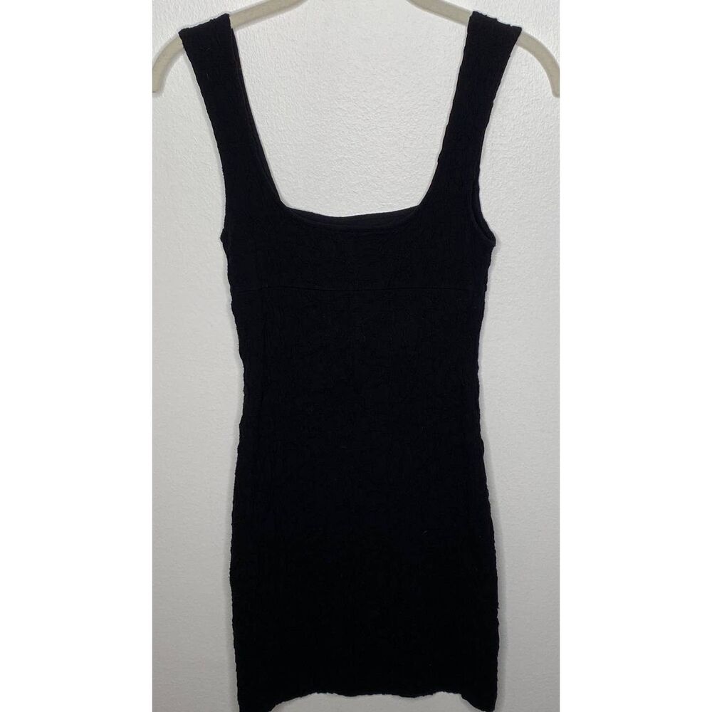 Free People textured Tank Mini Dress ruched crinkle bodycon Black XS Homecoming - Picture 2 of 4